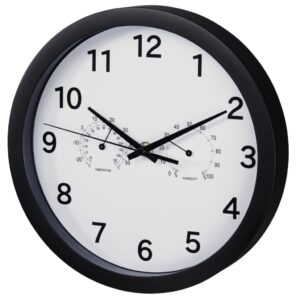 Hama Wandklok Pure Plus Ø 25 Cm Met Thermo-/Hygrometer Geluidsarm Zwart